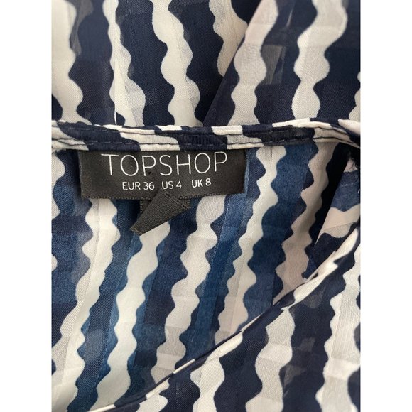 TopShop 4 Cold Shoulder Navy Striped Cold Shoulder Blouse - Picture 4 of 4